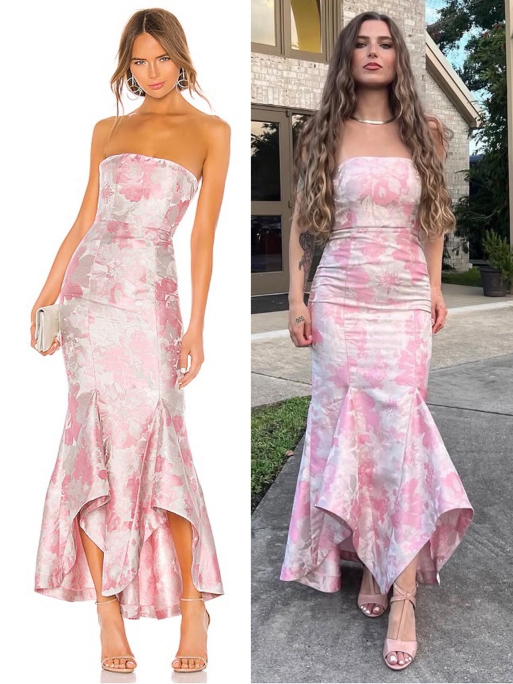 Lovers and Friends Urgonia Floral Print Jacquard Gown Pink Tonal